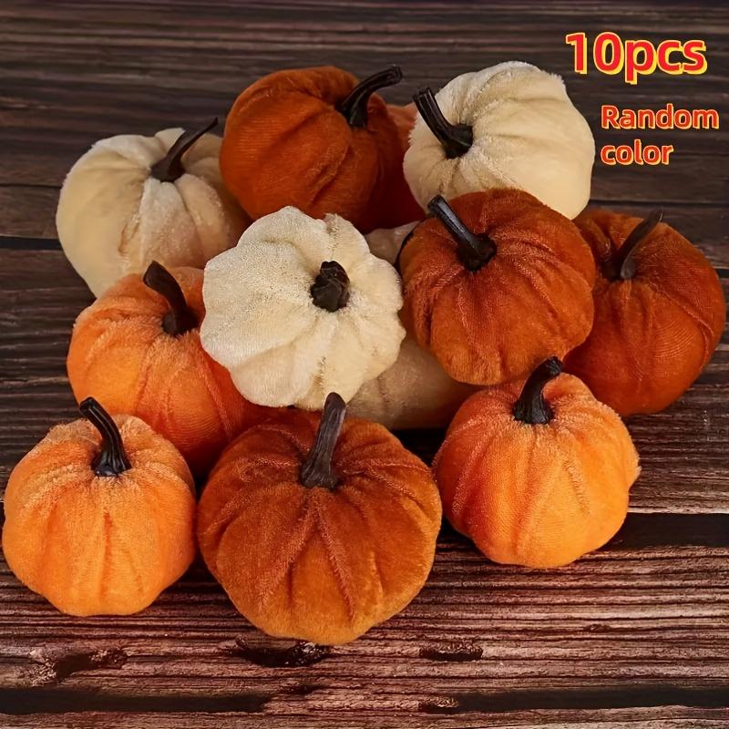 10Pcs Velvet Artificial Pumpkin Set, Living Room Scene Decoration, Halloween, Thanksgiving And Harvest Season Decoration, Pumpkin Harvest Festival 10Pcs Pumpkins