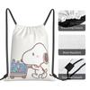 MINIER Snoopy Gym Large Capacity Drawstring Gym Exercise Multifunctional Drawstring 42cm Long x 36cm Wide Sack, Backpack, Lightweight, Waterproof,