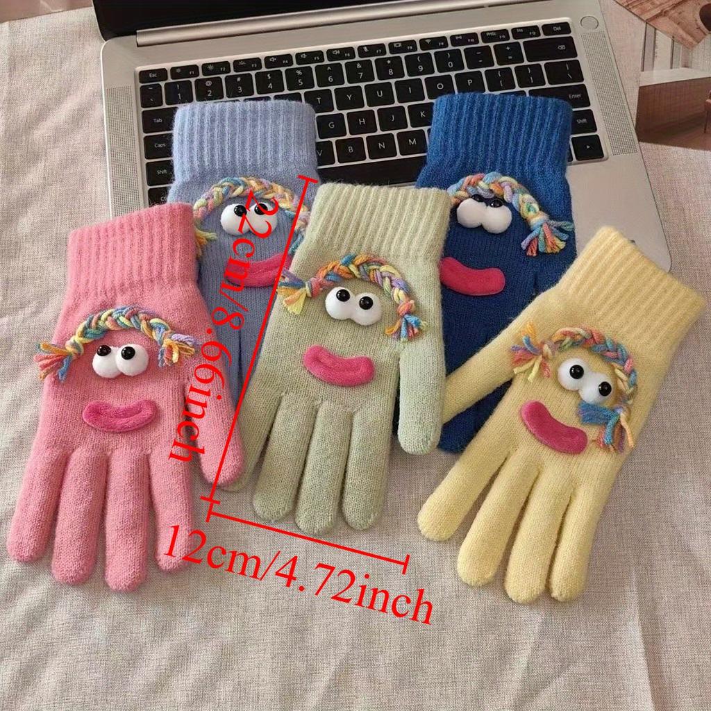 Cute Funny Ugly Cute Gloves Winter Female Velvet Warm Windproof Cold Student Riding Touch Screen Five Fingers