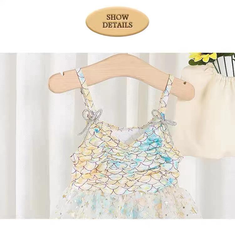 2025 Girls' Adjustable Mesh Skirt One-Piece Swimsuit - Cute Skirt Style for Children