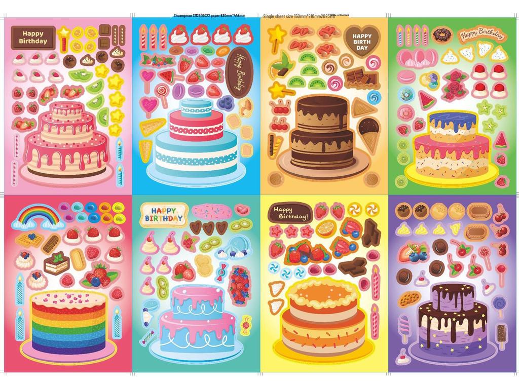 CM2309022 Kids' Anime Parent-Child Educational Puzzle Birthday Cake DIY Stickers
