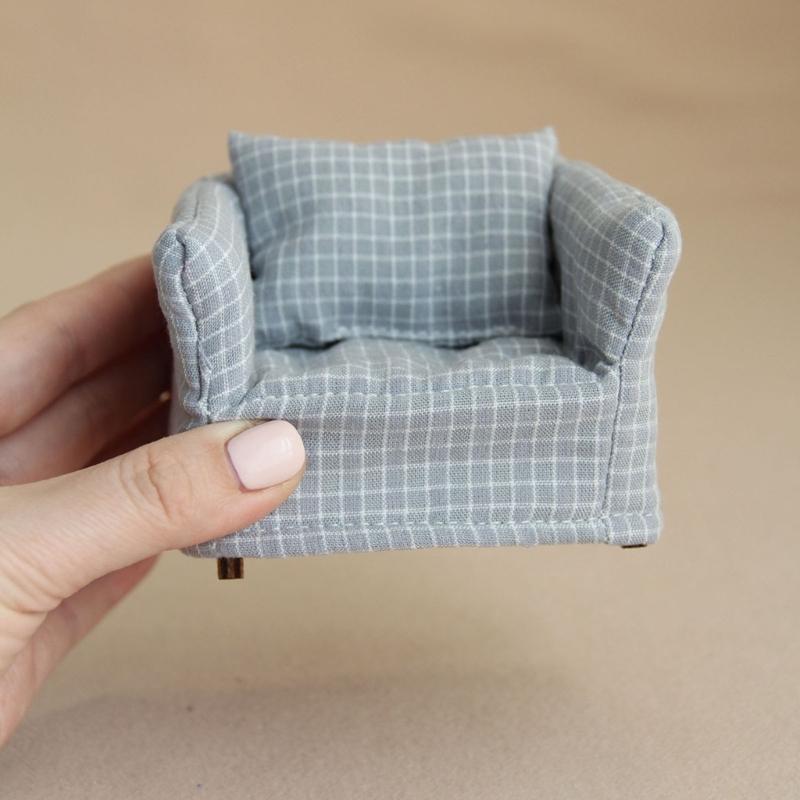 Smooth cotton Tiny Sofa Model For 1 12 Model house Displays Detachable For Realistic Home Trim