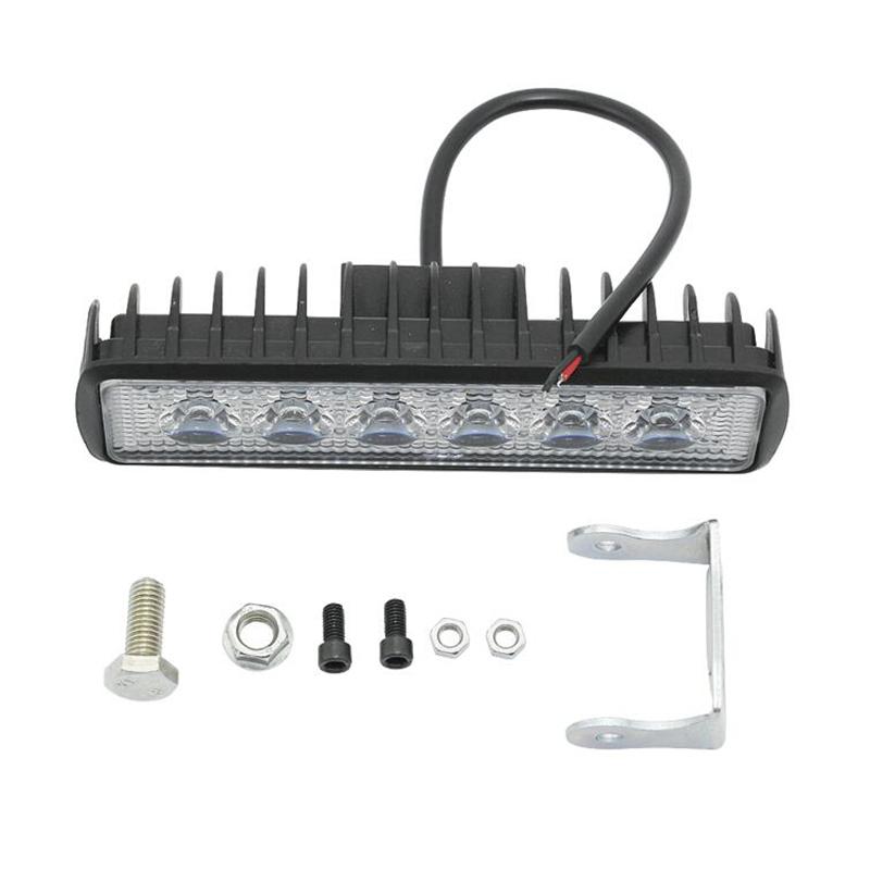 1Pc 12V 18W 6000K Bright Work Light Car Led Light Bar Ip67 Waterproof Flood Spot White Off Road Head Light Driving Lamp