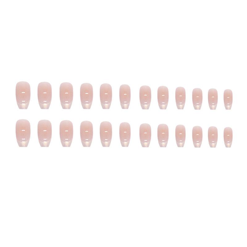 Short Ballet Pure Blush Nail Champagne Aurora French Nail Art Tablets High Quality Luxury Wear Nail Fake Nails