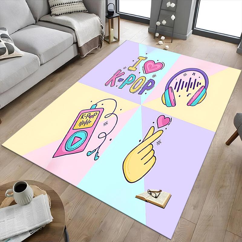 1PC K Pop I Love Extra Large Non Slip Floor Carpet, Office, Family, Bedroom, Studio Large Area Rug Indoor Rugs