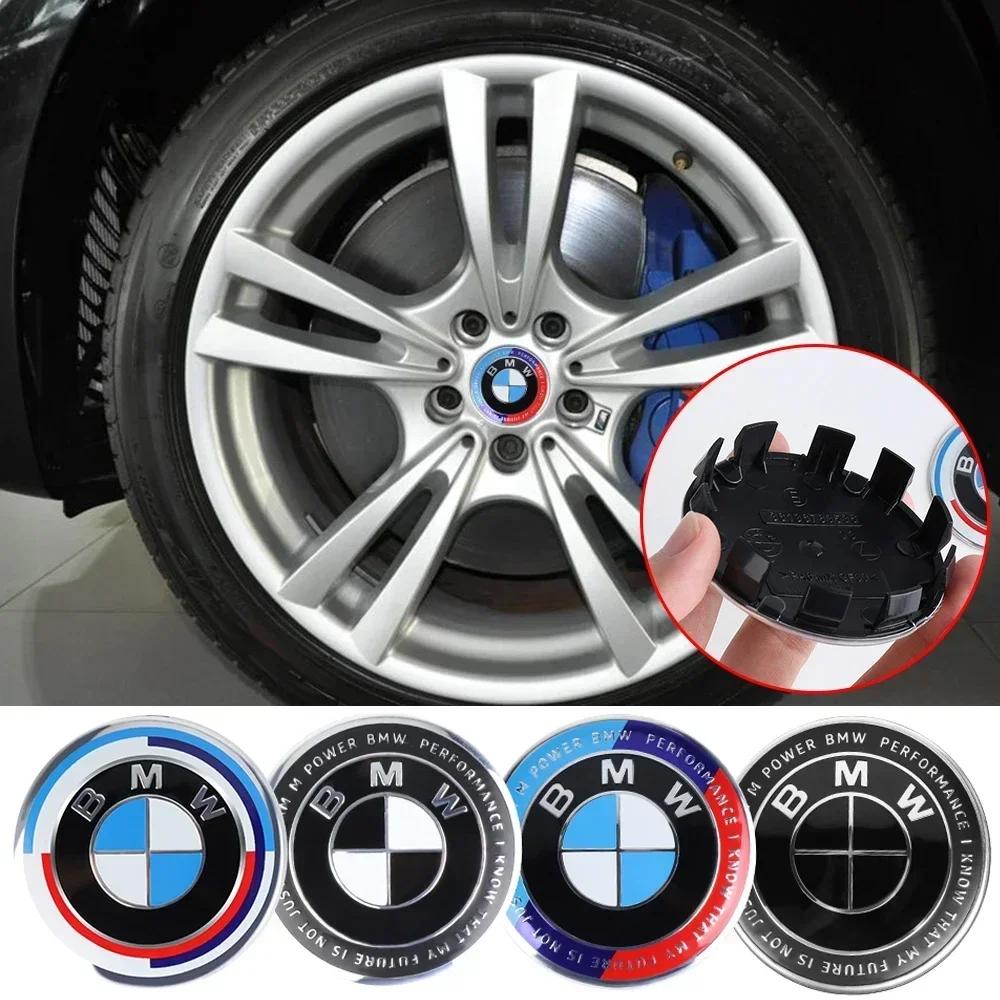 For BMW New 2025 4PCS 56mm/68mm BMW alloy car hub cap 50th anniversary center cap, commemorative style modified hub cap label.Wh