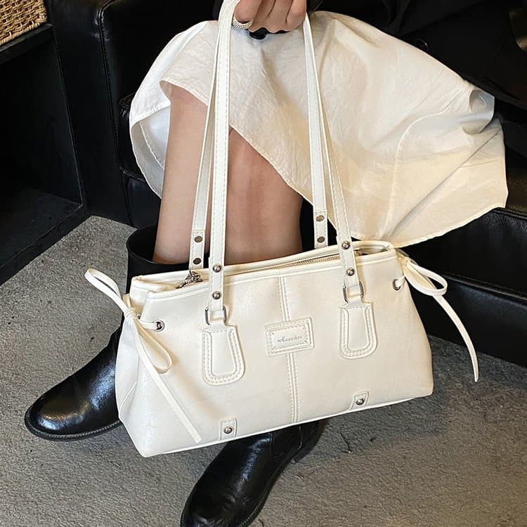 Drawstring Retro Tote Bag Women s Shoulder Bag белый