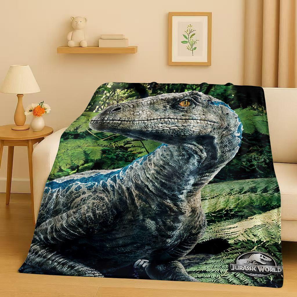 Coperta in Flanella Cartoon Dinosauro Jurassic Park 3D, Coperta Morbida Calda in Peluche per Casa Camera da Letto Letto Divano Copertura Ufficio Campeggio