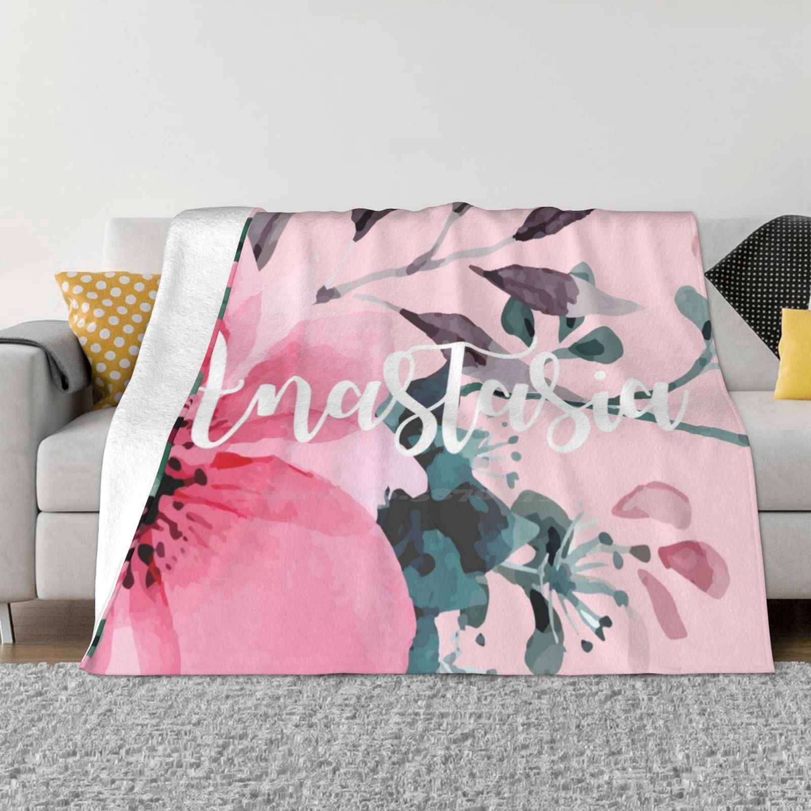Floral Personalised Trend Style Funny Fashion Soft Blanket Bridal Bridesmaid Personalised Floral Flowers 30x40in