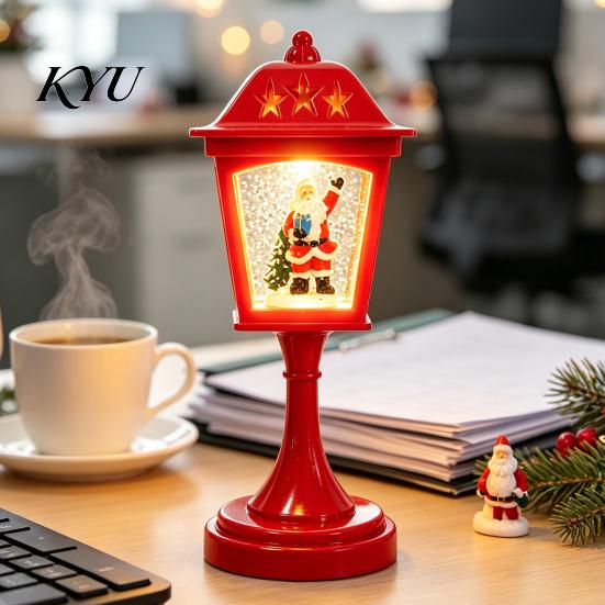 Party Ambient Lighting Christmas Snow Sphere Lamp, Retro Street Lamp Design, Santa Small Plastic Night Light Snowman Tree for Bedroom, Tabletop Decor