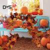 175CM Artificial Maple Leaf Garland Home Garden Indoor Outdoor Hanging Faux Plant Leaves Vine Halloween Fall Harvest Festival Decoration