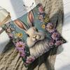 Bunny Floral Cushion Covers Chair Living Room Pillowcase Cozy Zipper Sofa Pillow Covers Bedroom Indoor Home Decor