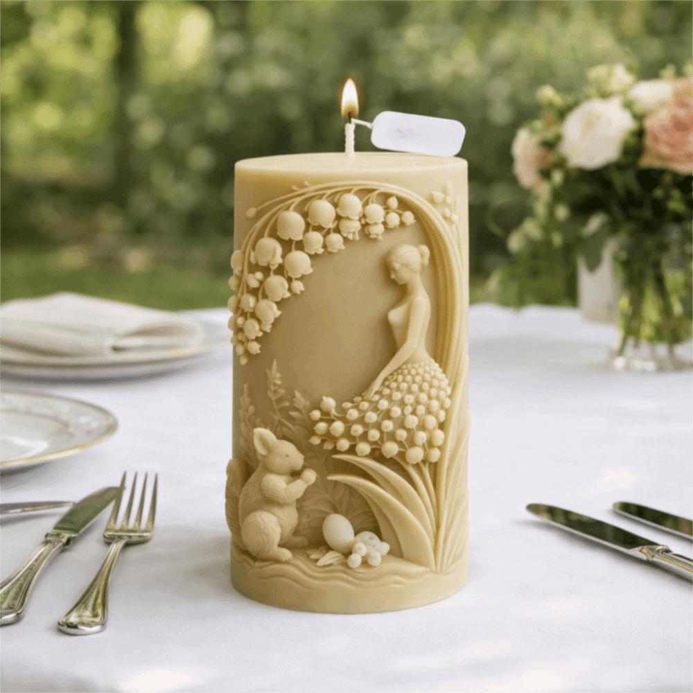 3D Flower Girl Candle Mold Non-stick Pillar Candle Mold Decorative Plaster Mold  DIY Crafting