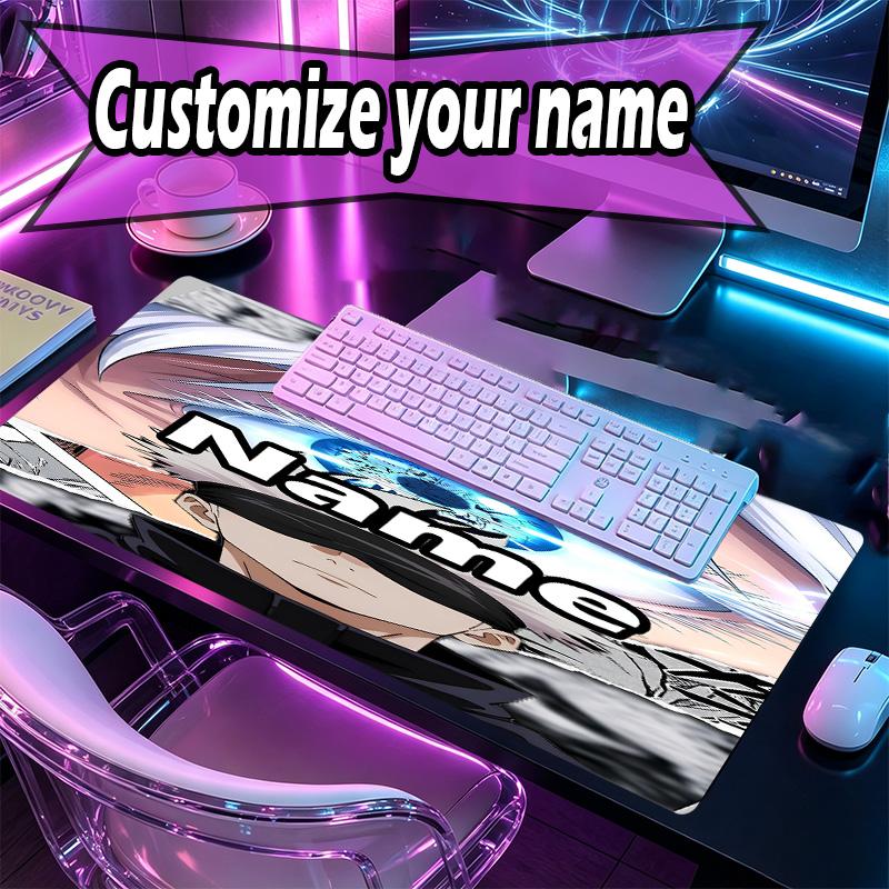 Personalizowana podkładka pod mysz z motywem Jujutsu Kaisen z imieniem, Mata na biurko do laptopa PC, Dekoracyjna mata na biurko do domu, Podkładka pod klawiaturę, Prezent