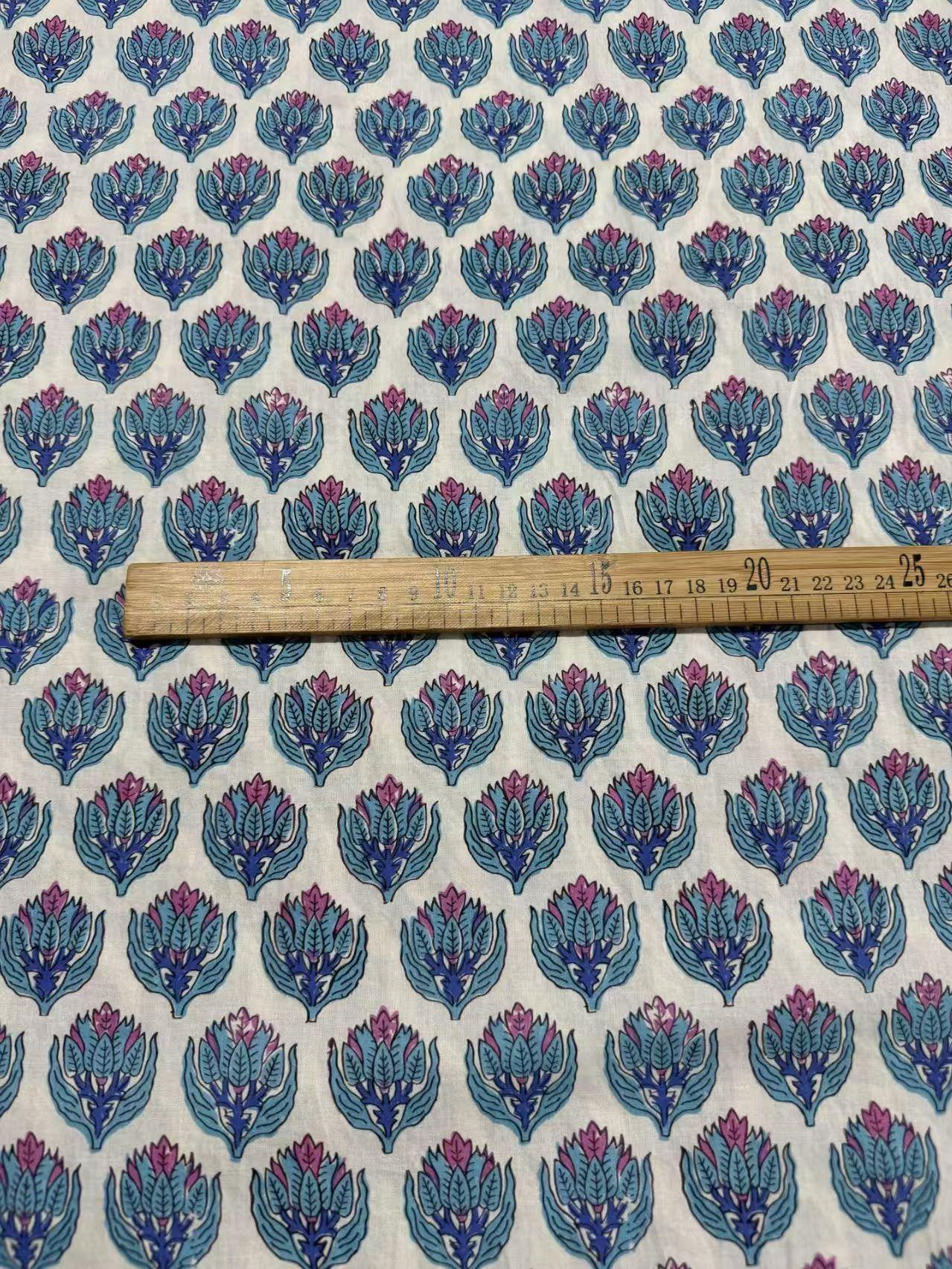 Latest Design Block Printed Cotton Fabric Light Weight for Summer Dresses and Blouses