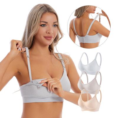 Gathered Anti-Sagging Nursing Bra Front Opening Large Cup Breastfeeding Pregnancy Bra