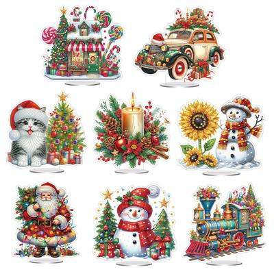 Acrylic Special Shaped Christmas Table Top Diamond Painting Ornament Kits Desktop Diamond Art Kits for Home Office Desktop Decor