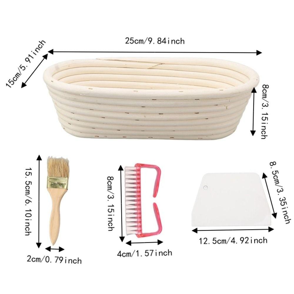 4pcs Oval Shape Sourdough Proofing Basket Bread Proofing Basket Set  Bread Dough Proofing