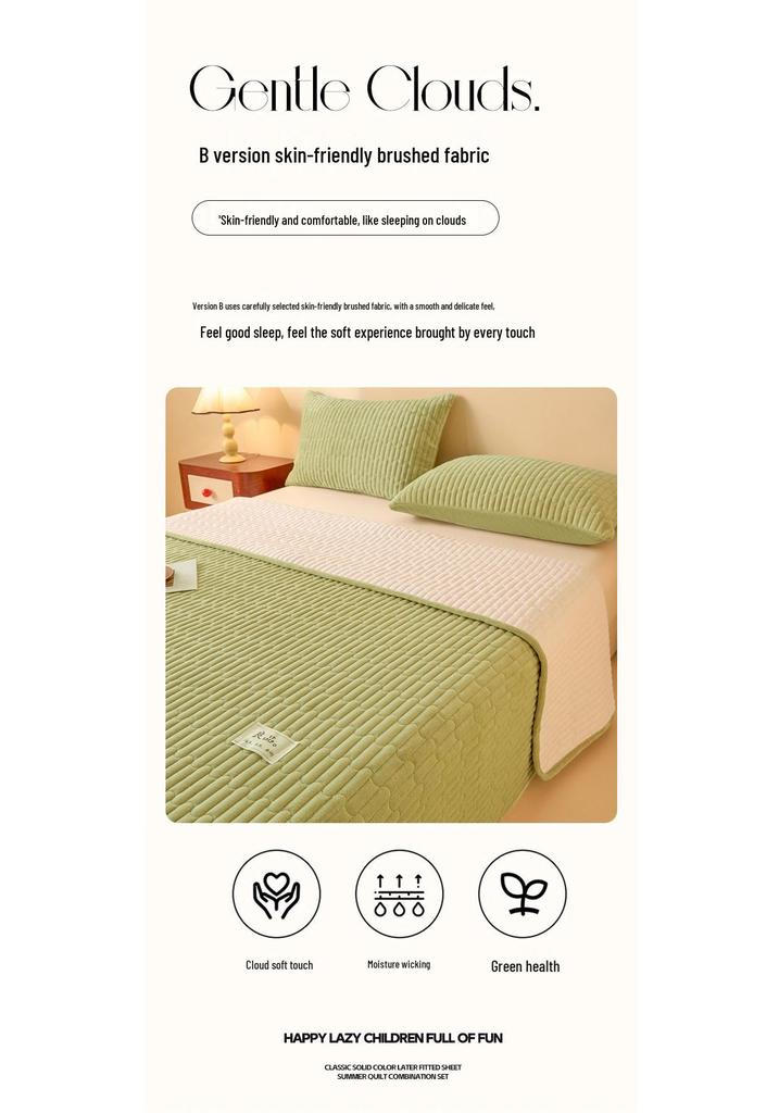 Class A Quilted Fleece Single Bed Cover – Thick, Non-Slip, Dustproof Tatami Bedding Cover