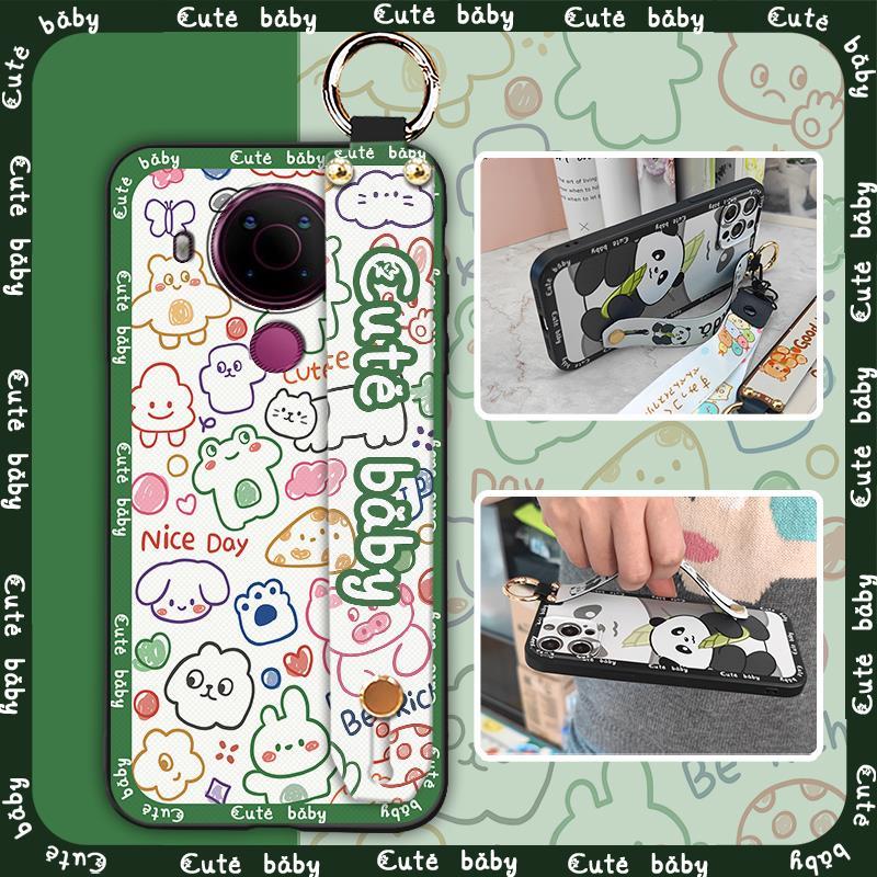 Wrist Strap Dirt-resistant Phone Case For Nokia 5.4 Back Cover Durable Wristband Silicone Soft case Protective Cartoon