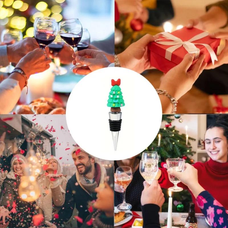 PVC Wine Bottle Stopper Santa Claus Wine Stopper Elk Santa Claus Home Theme Party Gift Sealed Fresh-keeping Champagne Stopper