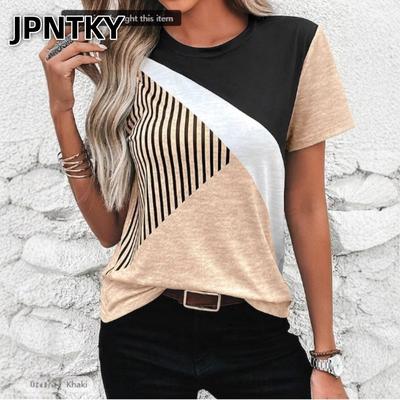 JPNTKY Women's Fashion Casual Short Sleeve O-Neck Blouses & Shirts