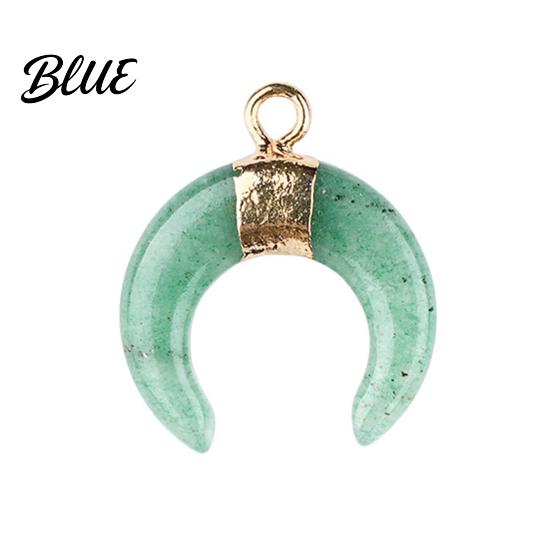 DIY Pendant Charm Gold-Plated Edging Crescent Horn Design Natural Imitation