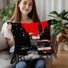 Federa Cuscino Stampa Autobus Rosso di Londra Peluche Corto Stampa Double-sided Copricuscini Quadrati Decorazione Cuscino per Divano Casa