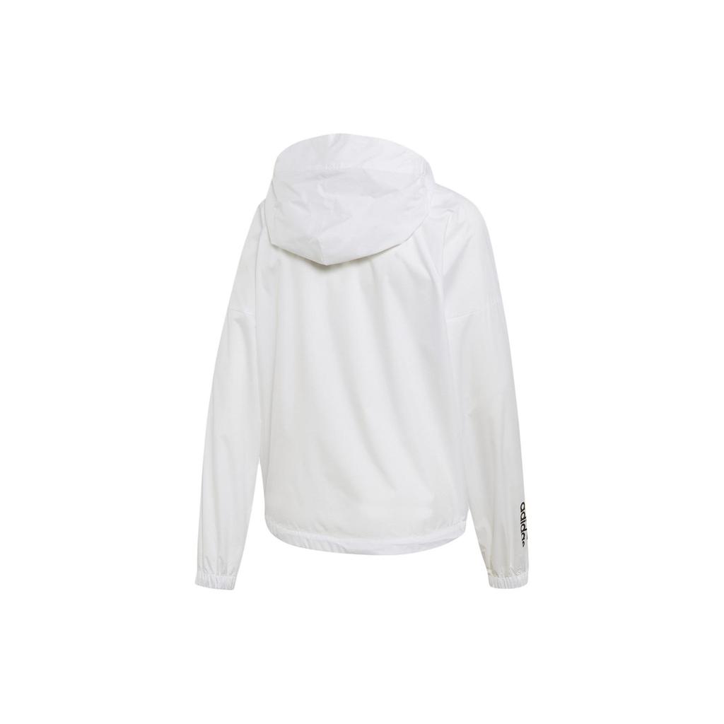 Adidas Womens Wind Jacket Three Stripes Logo Print Casual Sports Woven Coat Women Jackets White DZ0037