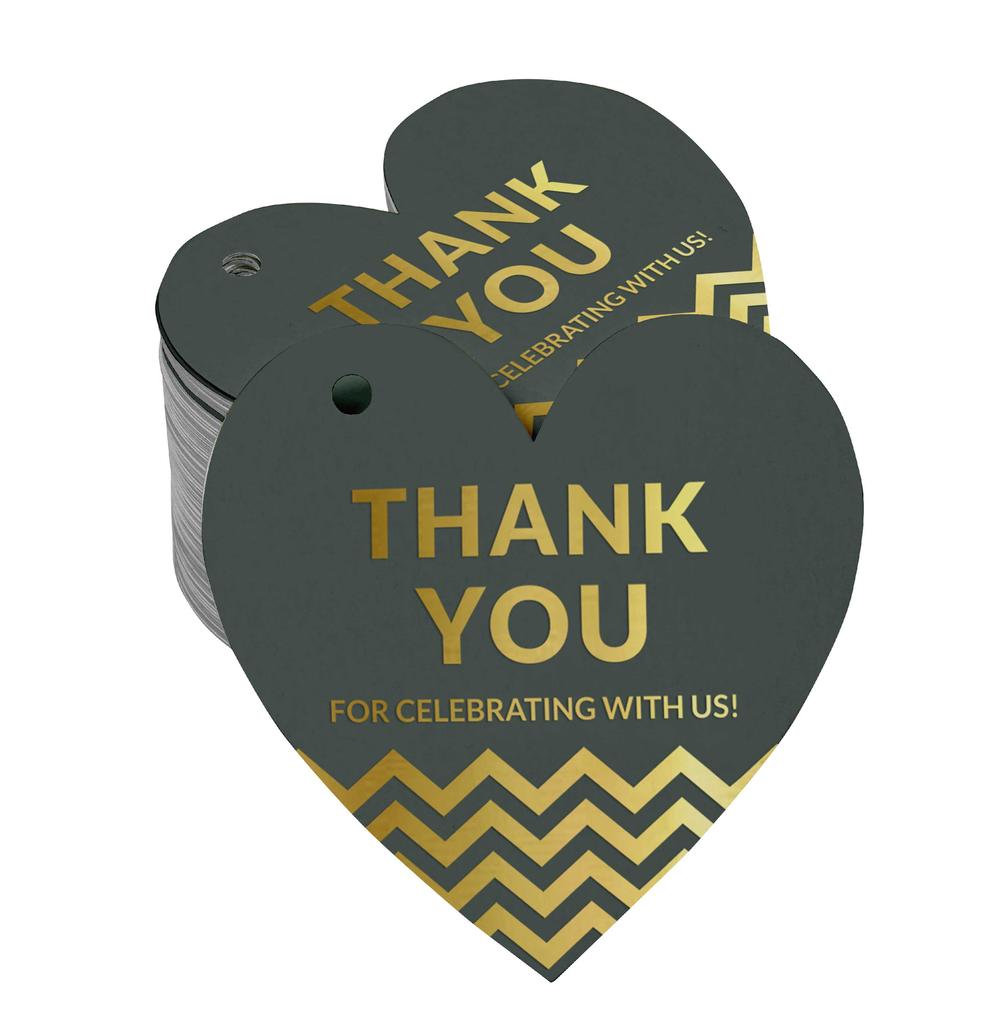 Inkdotpot Danke, dass Sie mit uns gefeiert haben Junggesellinnenabschied-Babyparty-Ruhestand-Hochzeit-Geburtstag Flaschenanhänger Echte Silberfolie Gastgeschenk Anhänger Packung von