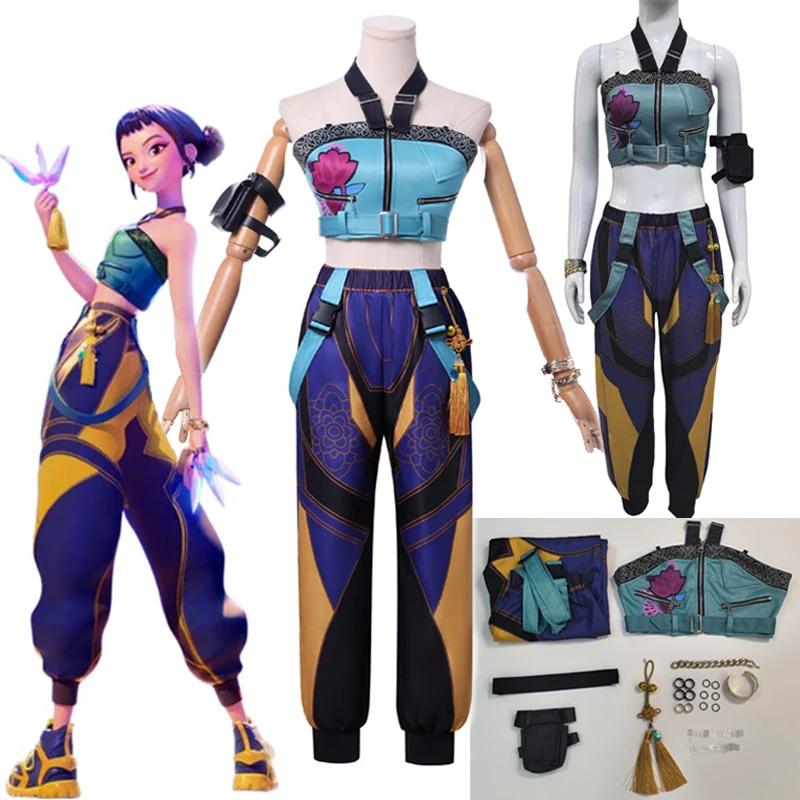 Anime Movie KPop Demon Hunters Zoey Cosplay Costume Uniform Huntrix Rings Earrings Festival Halloween Party for Women Girls Prop
