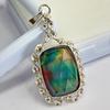 Natural Opal CERTIFIED 33 Ct 925 Sterling Silver Cushion Pendant Gift For Him
