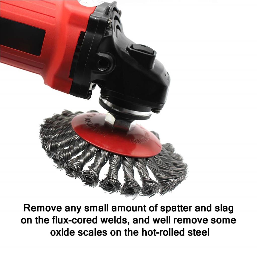 Gezopfte Drahtbürste Gewindeaufnahme Knoten Tragbare Winkelschleifer-Zopfbürsten Rostentfernungswerkzeuge für Außen