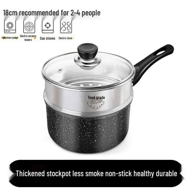 Maifan Stone Non-Stick Yukihira Soup Pot for Baby Food and Milk, Small Instant Noodle Pot.