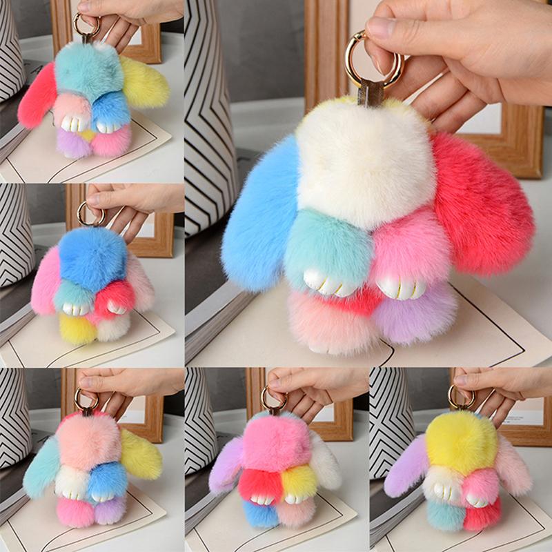 15Cm Rabbit Fur Keychain Women Bag Car Key Chain Pendant Decoration Jewelry Bags