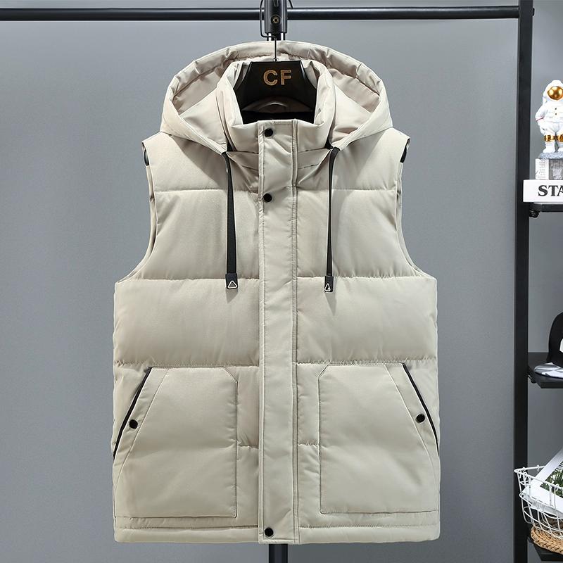 

Новый мужской повседневный жилет с капюшоном, куртка, осень-зима, мужские теплые безрукавки, модный мужской однотонный жилет на молнии L хаки
