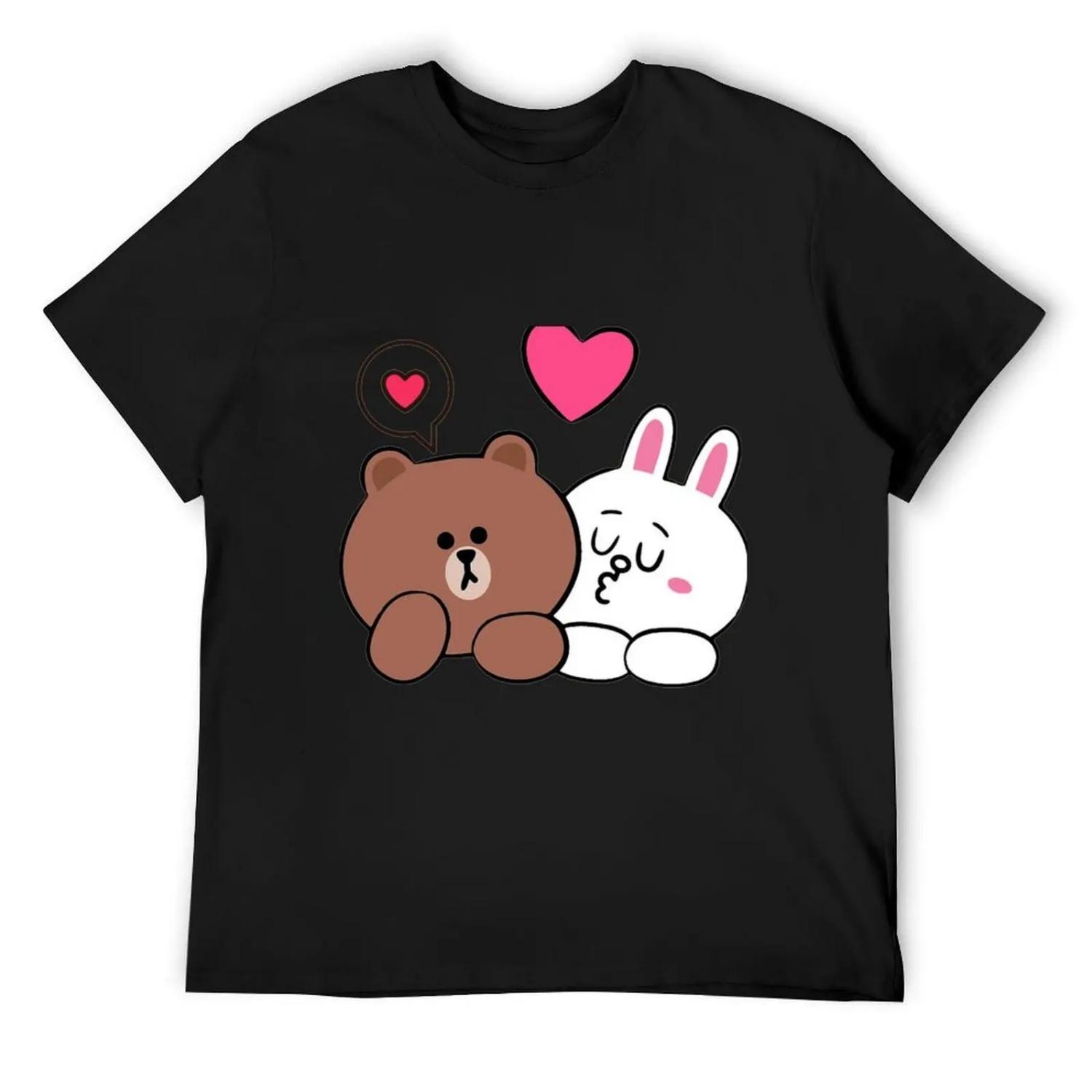 

Brown and Cony Love T-Shirt gifts for boyfriend topping oversized t shirt funny costumes Men s clothing XXXXXL чорний