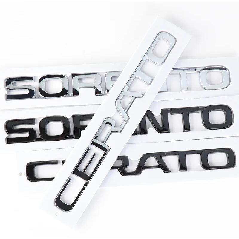 AAAGS1 3D ABS CERATO SORENTO Letter Badge Car Tail Emblem Rear Trunk Decor Sticker for Kia Sportage Rio Soul Picanto Optima Ceed Forte