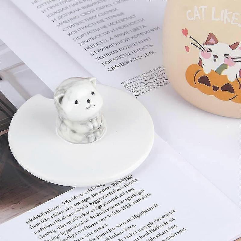 Cat Mug, Cute Ceramic Coffee Mug, with 3D Cat Shaped Lid and Spoon 8.8x8.2cm (Blue)