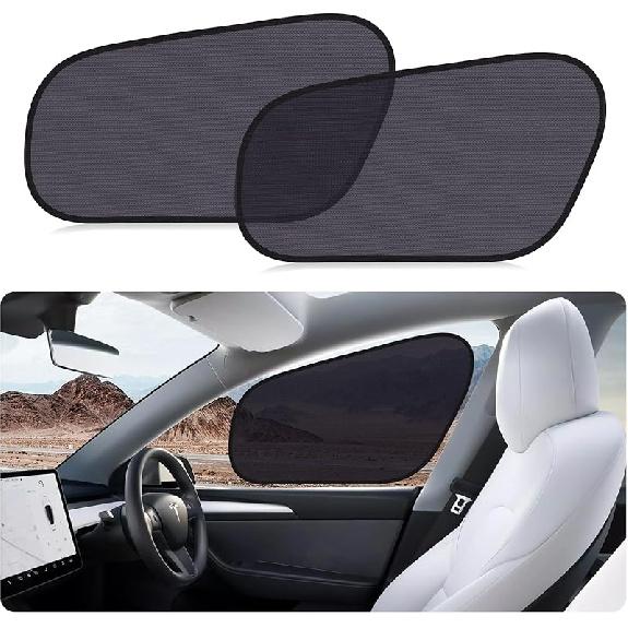 ZATOOTO Car Window Shades For Tesla Model Y Front Window, Car Shades For Driver Semi-Transparent Cling Side Window Sun Blocker For Optimal Sun Semi-transparent for fron