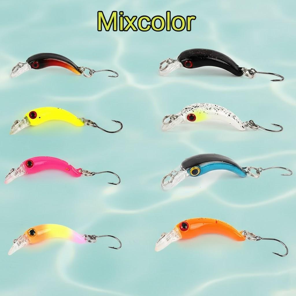 8Pcs Mini Floating Minnow Fishing Lures Hard Bait with Sharp Hook Crankbait Fishing Accessories for Anglers