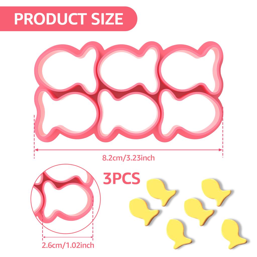 3Pcs Fish Cookie Cutter Plastic Fish Cookie Mold Reusable Fish Cracker Cookie Cutter Mini Cracker Cutter Multifunctional Fish