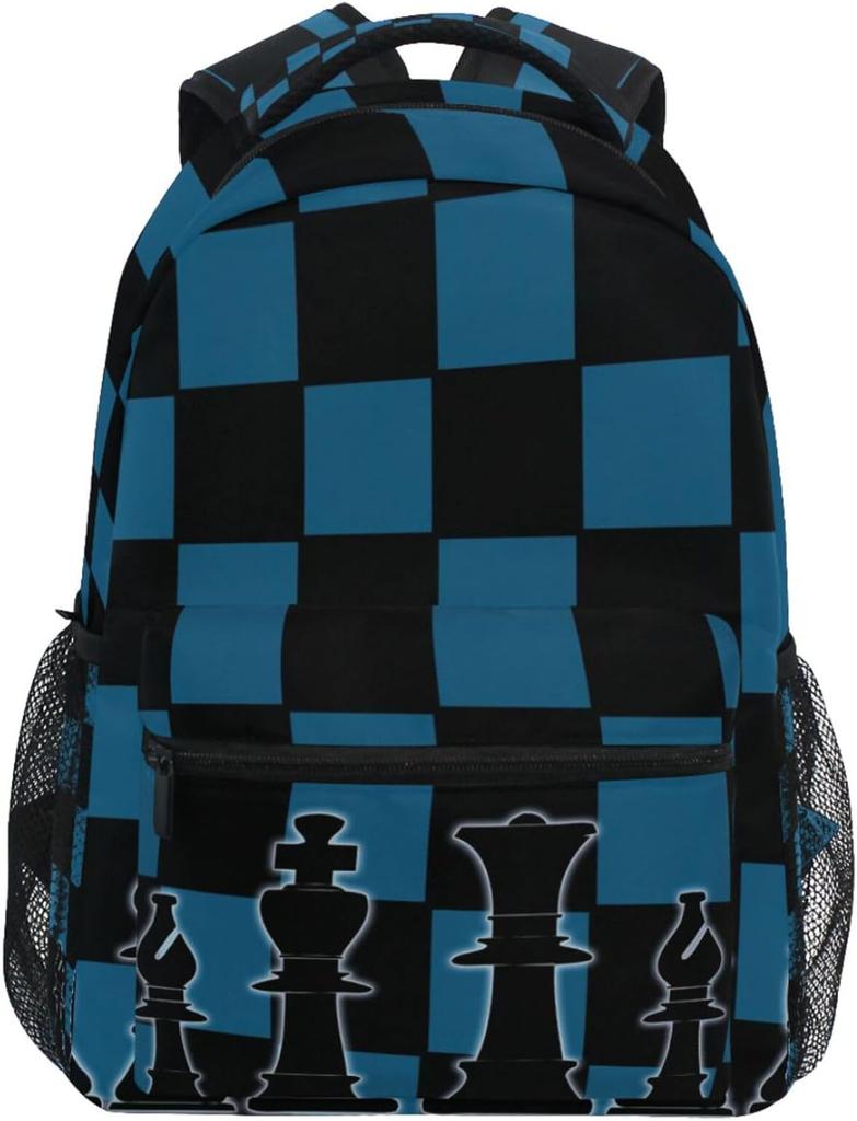 Schwarz Weiß Schachbrett Rucksack Kariert Schultasche Tagesrucksack Reise Wandern Camping Schule Laptoptasche