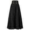 Saia Corset Plissada Maxi Renascentista Vintage Botão Feminina Linha A Fantasia Vitória Cintura Alta Vestido Grande Balanço Saia Franzida de Chão