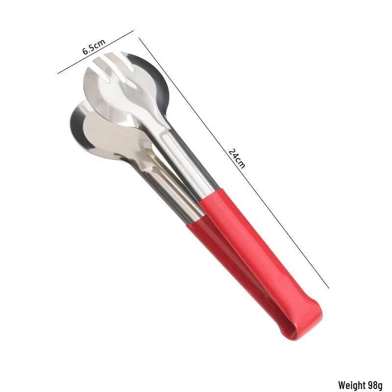 Pinces alimentaires en acier inoxydable avec embouts en silicone rouge