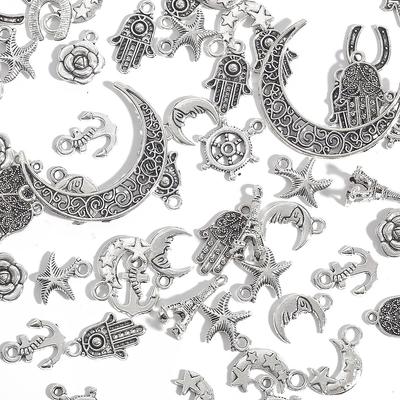 10-50 ks tibetské stříbro smíšené styly měsíc švestka věž kotvící přívěsky přívěsky DIY šperky pro výrobu náhrdelníků příslušenství