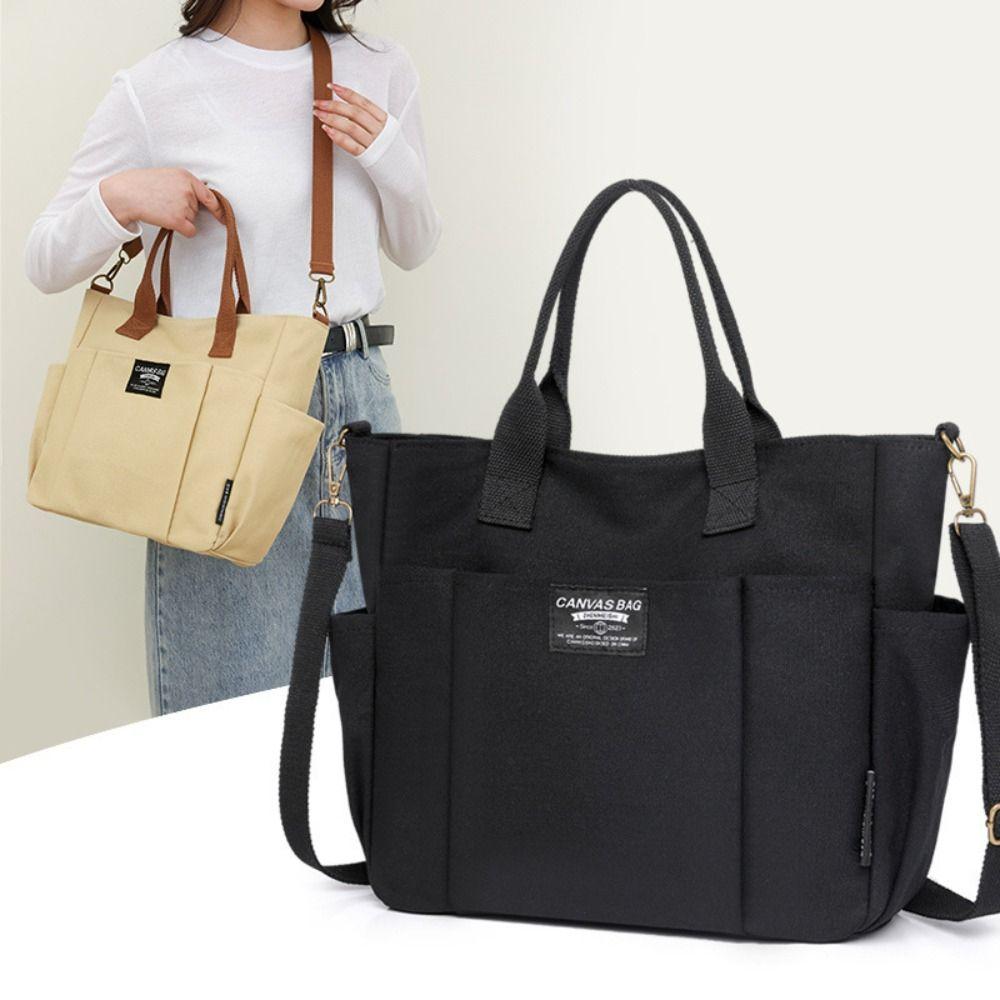 Large Capacity Canvas Tote Bag Portable Canvas Shoulder Bag Fashionable Shopping Bag Travel