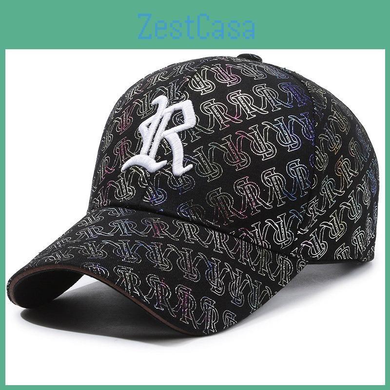 Letter R Embroidery Cotton Baseball Cap Adjustable Breathable Peaked Gift Caps