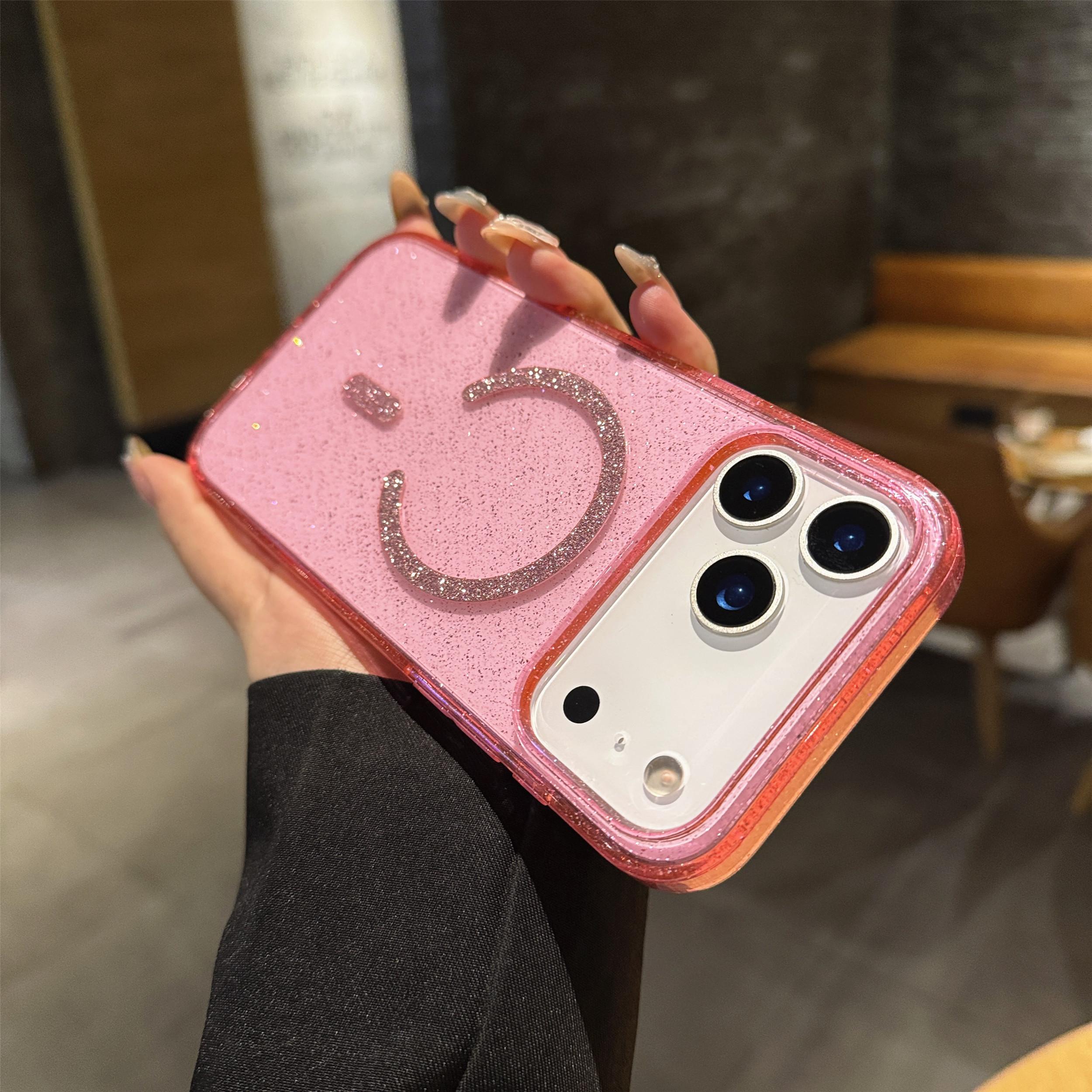 

For iPhone 17 Pro Max Case with Kickstand Compatible with MagSafe 2.0MM TPU PC Glitter Phone Cover