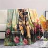 Flower Fence Dogs  Print Flannel Blanket, High quality Comfortable for All Seasons, Home Decor, Warmth and Comfort